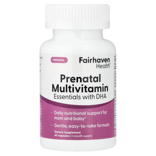 Fairhaven Health Prenatal Multivitamin, мультивитаминный комплекс для беременных с ДГК, лимонная эссенция, 60 капсул