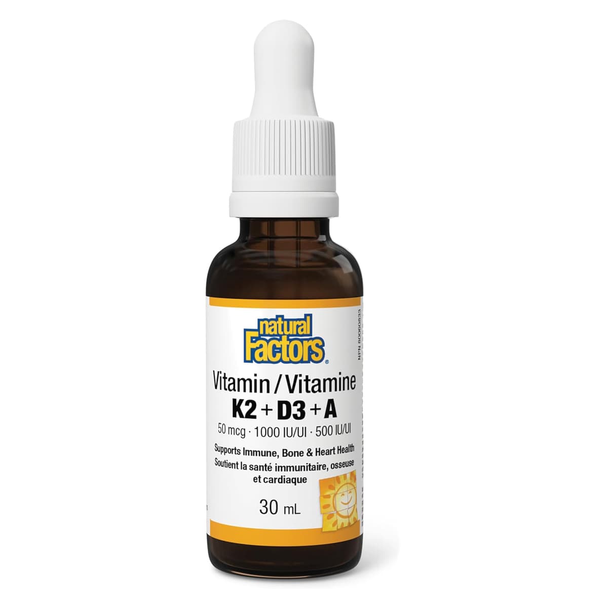 Natural Factors Витамин?K2 + D3 + A — 30?мл жидкая добавка, 120 порций