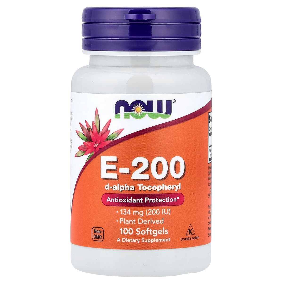 NOW Foods, E-200 D-aplha, 134 мг (200 МЕ), 100 мягких таблеток