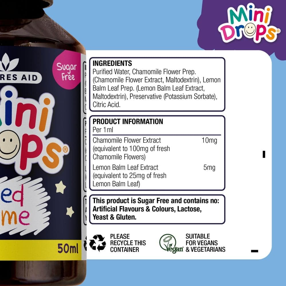 Natures Aid - Mini Drops Bed Time, капли для хорошего сна детям и младенцам от 3 месяцев, 50?мл