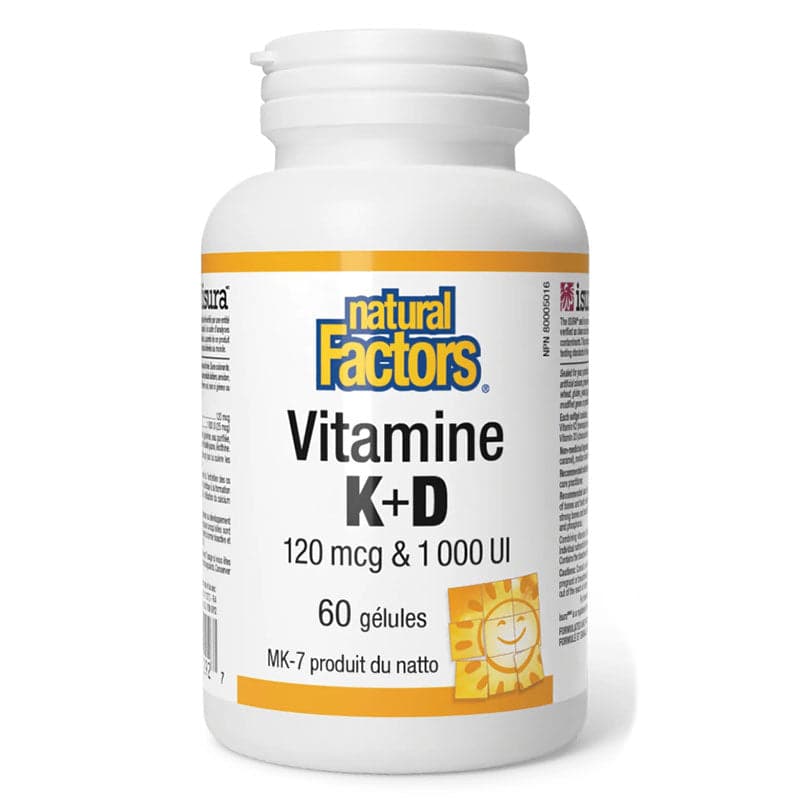 Natural Factors Витамин K2+D3, K 120 мкг + D 1000 UI, 60 шт