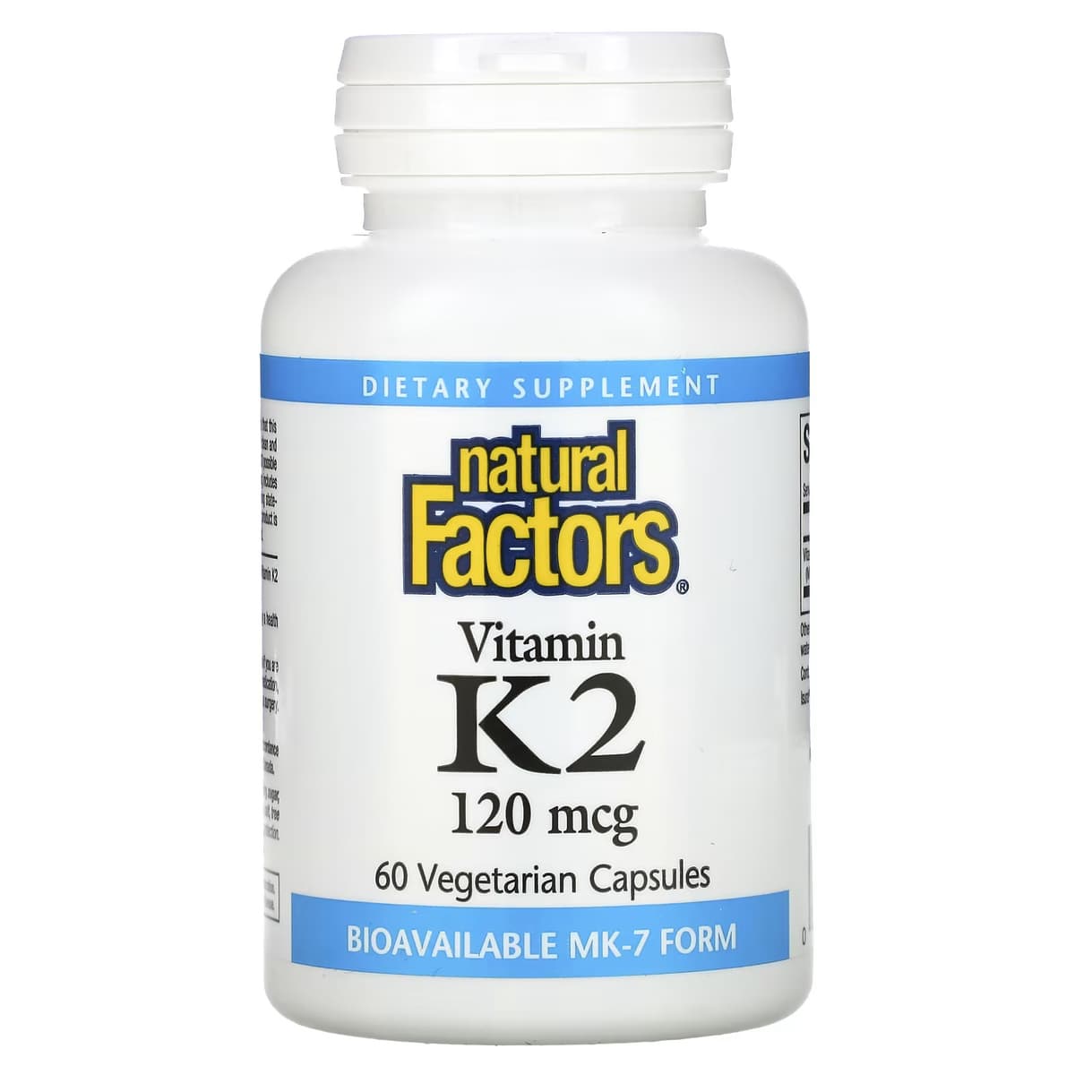 Natural Factors, витамин K2, 120 мкг, 60 капсул