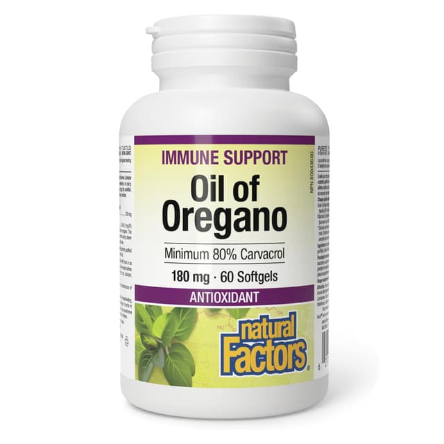 Natural Factors, масло орегано, 180 мг, 60 капсул