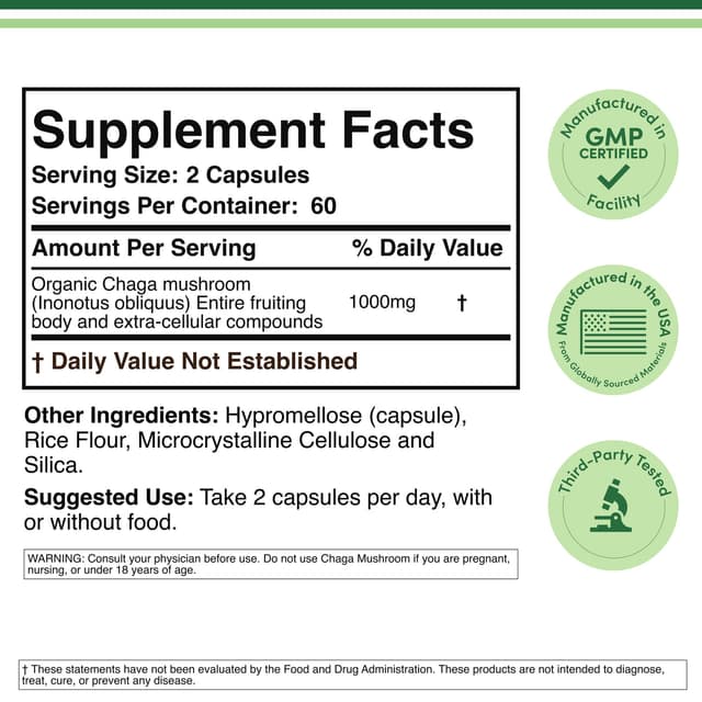 Double Wood - CHAGA, 1000 мг, 120 капсул