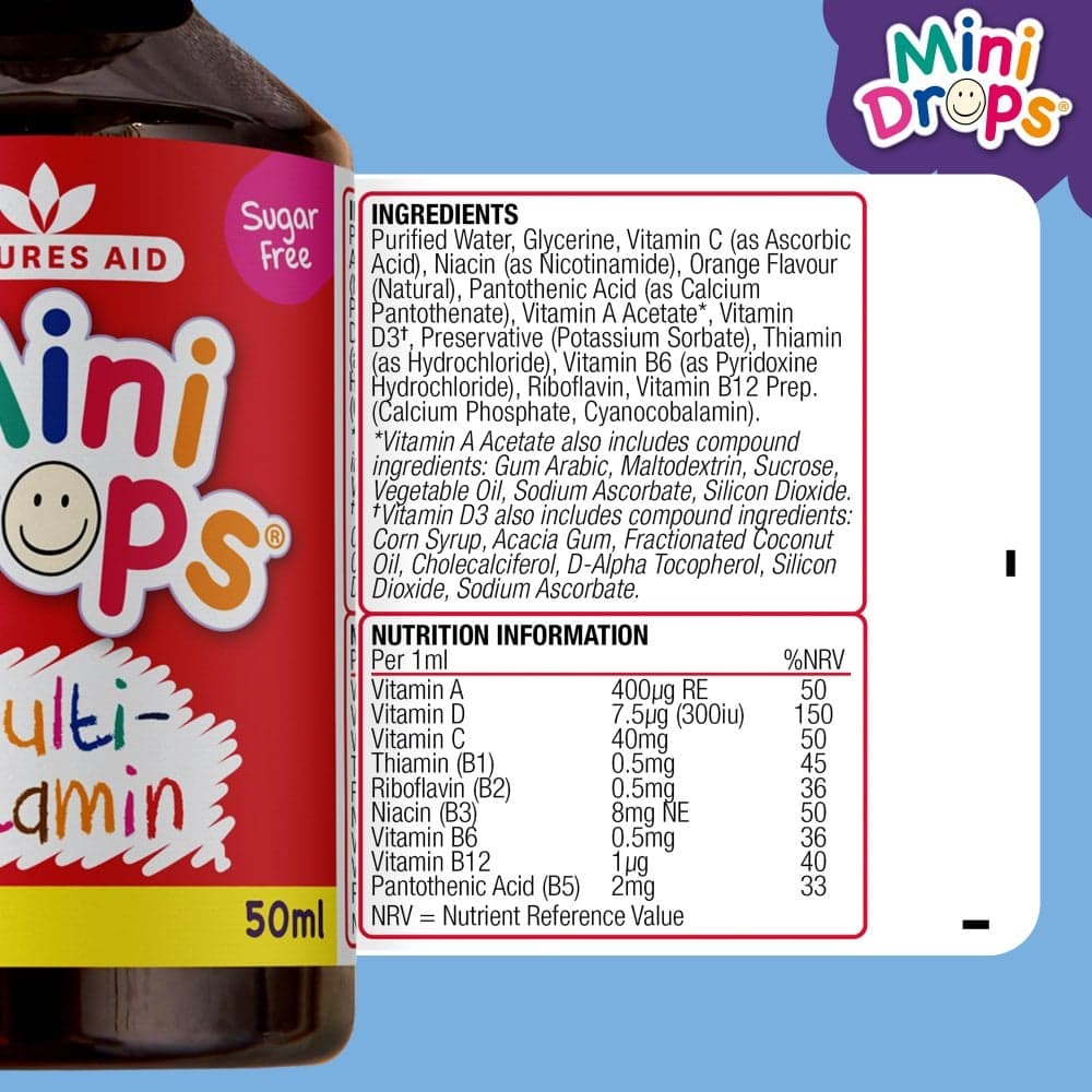 Natures Aid - Мультивитамины Mini Drops для младенцев и детей от 3 месяцев, 50 мл