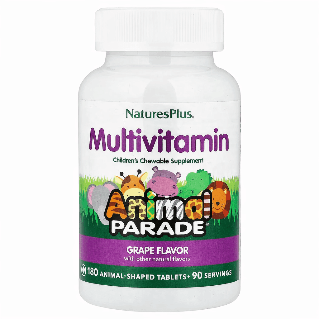 NaturesPlus, Animal Parade, жевательные мультивитамины для детей, со вкусом винограда, 180 таблеток в форме животных