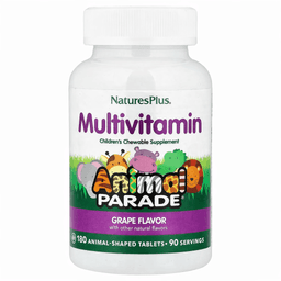 NaturesPlus, Animal Parade, жевательные мультивитамины для детей, со вкусом винограда, 180 таблеток в форме животных
