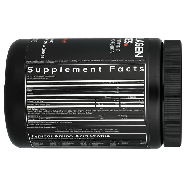 Codeage, Multi Collagen Peptides, без добавок, 300 г (10,58 унции)