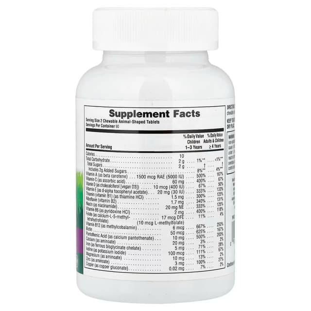 NaturesPlus, Animal Parade, жевательные мультивитамины для детей, со вкусом винограда, 180 таблеток в форме животных