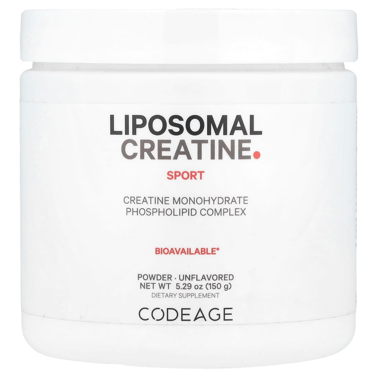 Codeage, Sport, липосомальный креатин в порошке, без добавок, 150 г (5,29 унции)