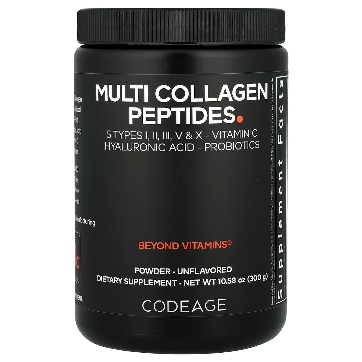 Codeage, Multi Collagen Peptides, без добавок, 300 г (10,58 унции)