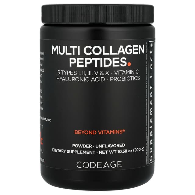 Codeage, Multi Collagen Peptides, без добавок, 300 г (10,58 унции)