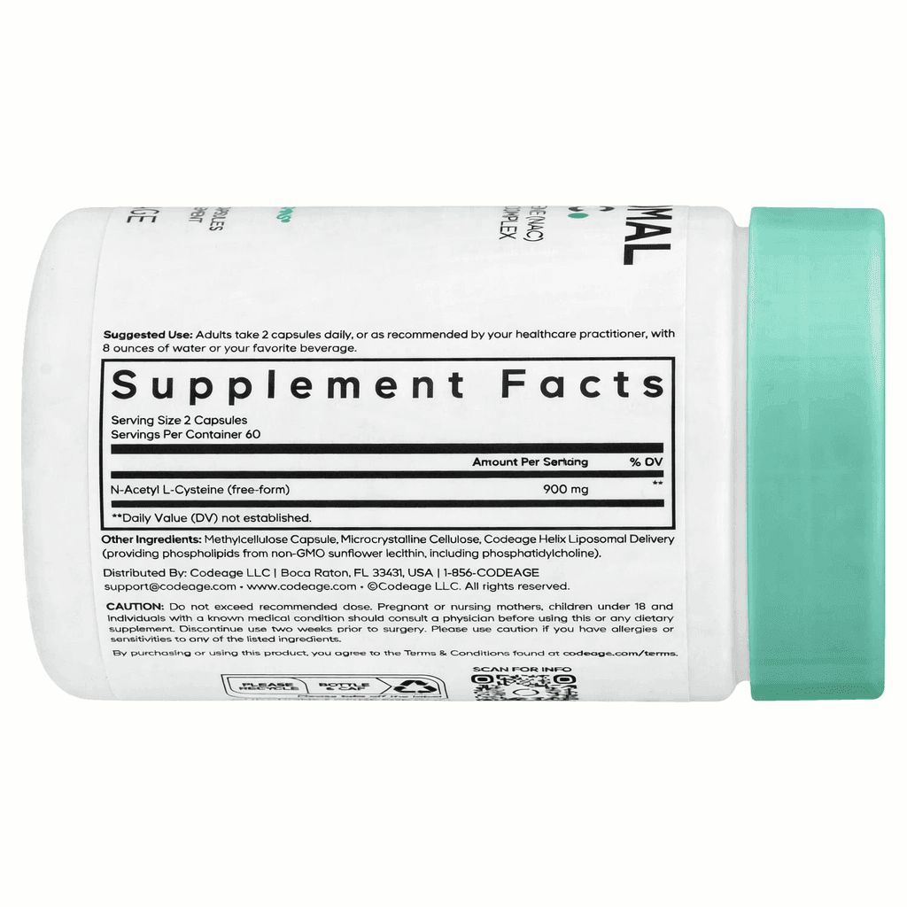 Codeage, Liposomal NAC, 120 растительных капсул (450 мг в 1 капсуле)