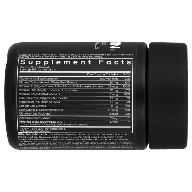 Codeage, мультивитамины для мужчин, 30 растительных капсул