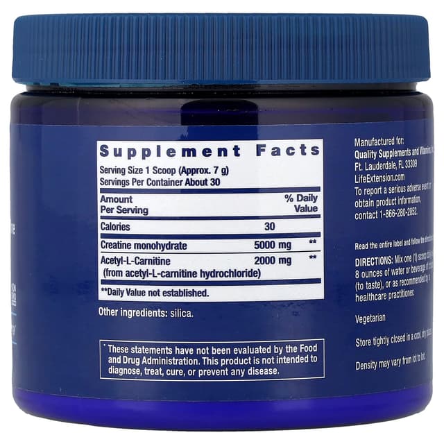Life Extension, креатин и ацетил-L-карнитин, Energy Plus, 233 г (0,51 фунта)