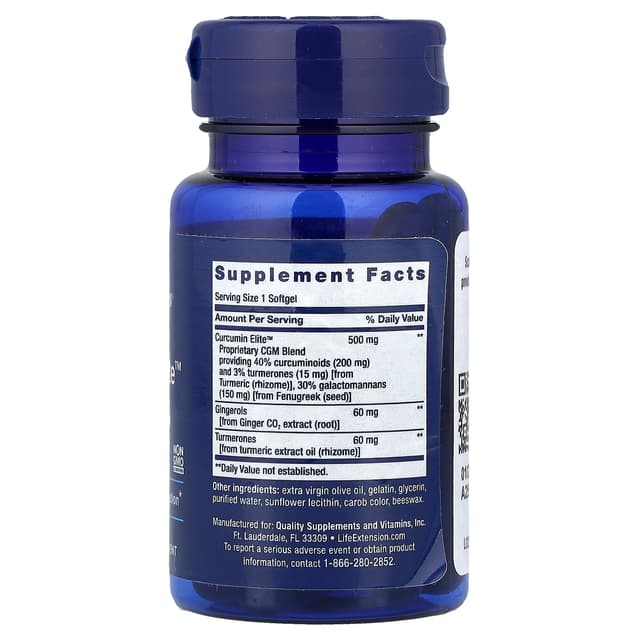Life Extension, Advanced Curcumin Elite, экстракт куркумы, имбирь и турмероны, 30 капсул