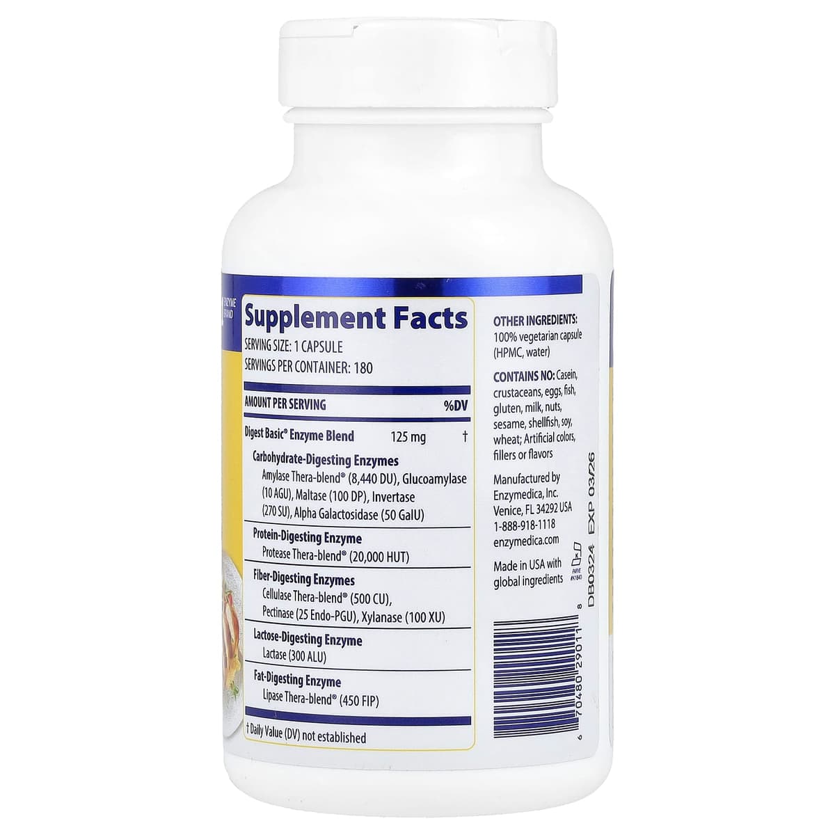 Enzymedica, Digest Basic (Улучшение пищеварения), 180 капсул