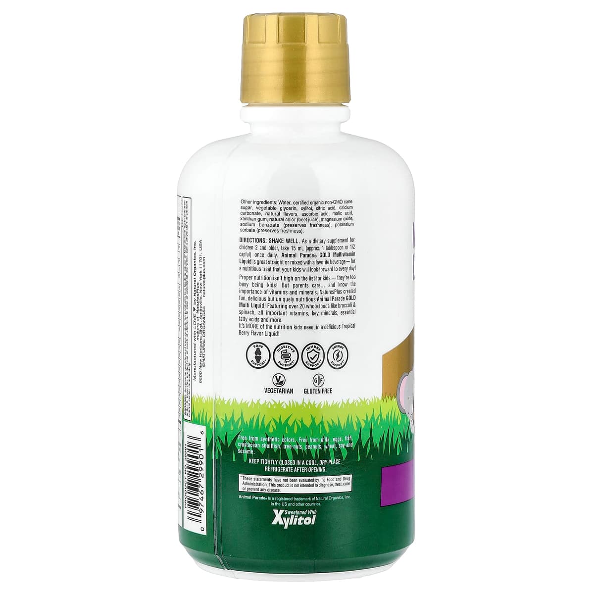 NaturesPlus, Animal Parade Gold, жидкая мультивитаминная добавка, со вкусом тропических ягод, 900 мл (30 жидк. унций)