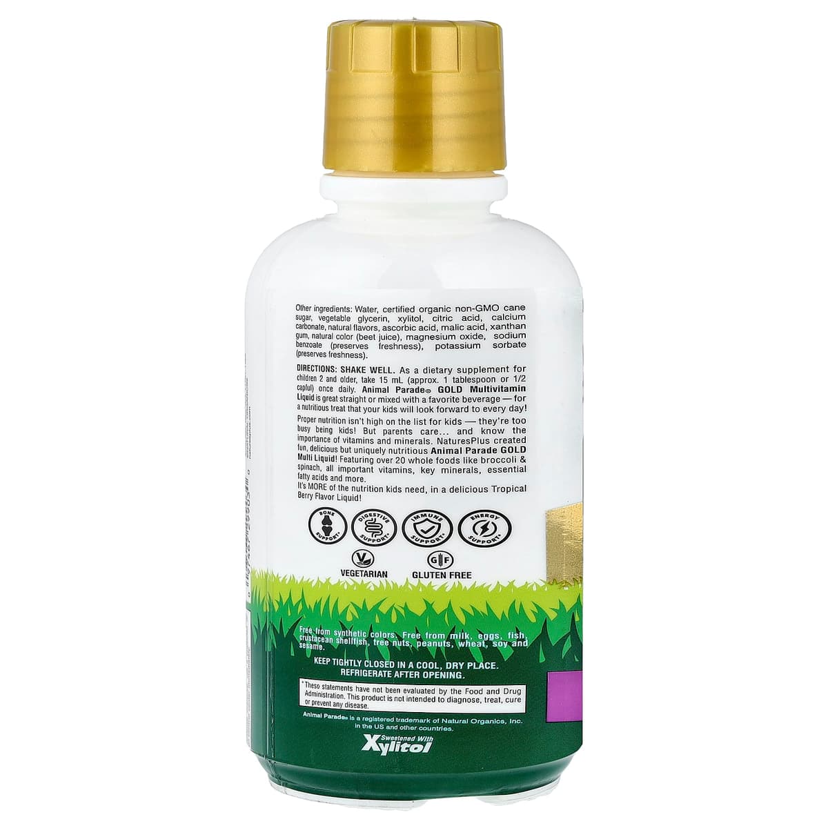 NaturesPlus, Animal Parade Gold, жидкая мультивитаминная добавка, со вкусом тропических ягод, 480 мл (16 жидк. унций)