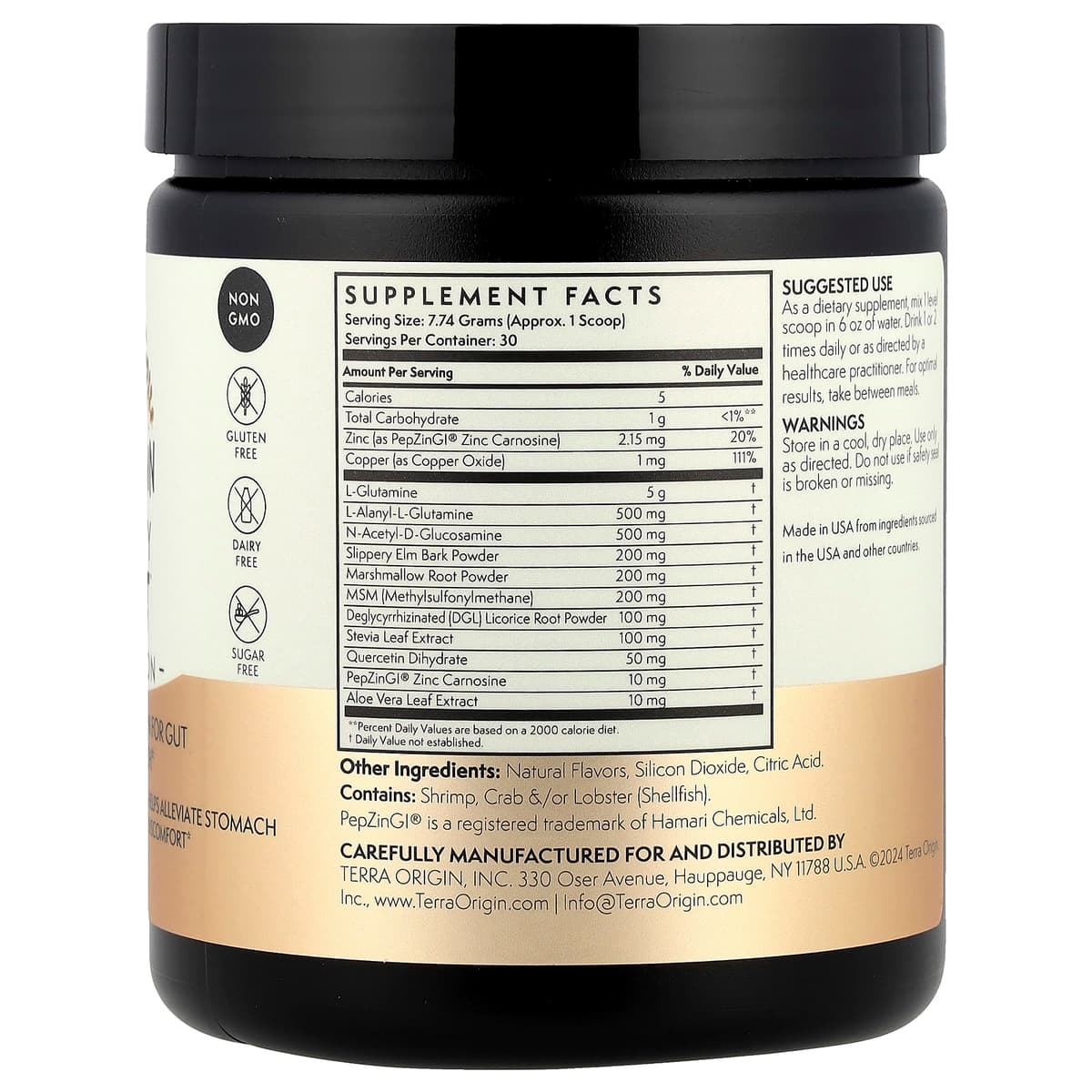 Terra Origin, Healthy Gut, добавка для нормализации функций желудочно-кишечного тракта, со вкусом мёда и лимона, 243 г (8,57 унции)