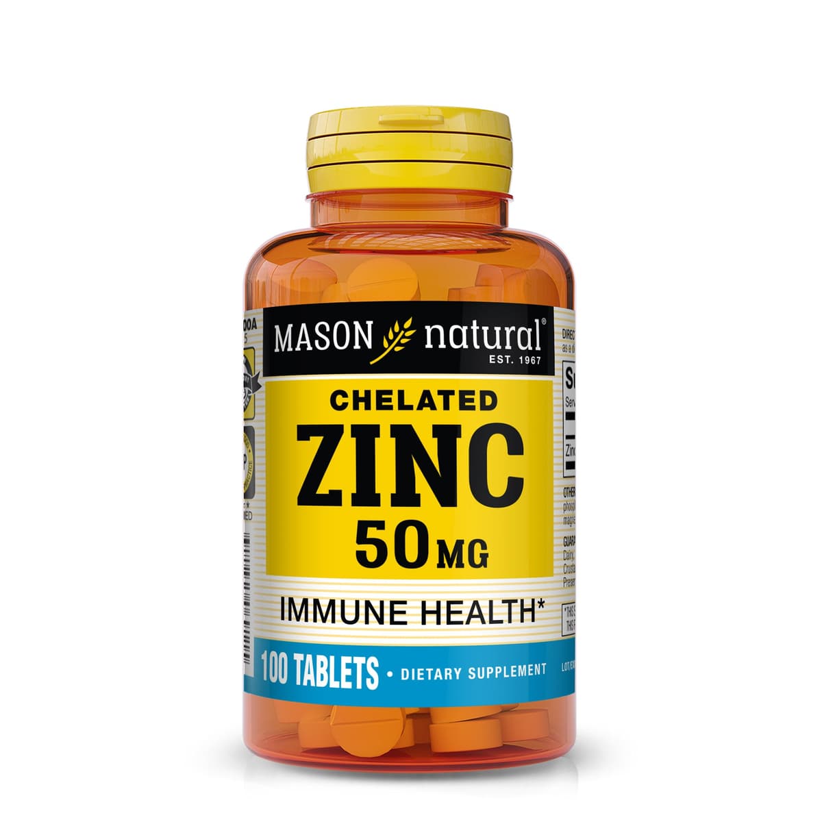 Mason Natural Zinc 50 мг, улучшает функцию иммунной системы, 100 таблеток