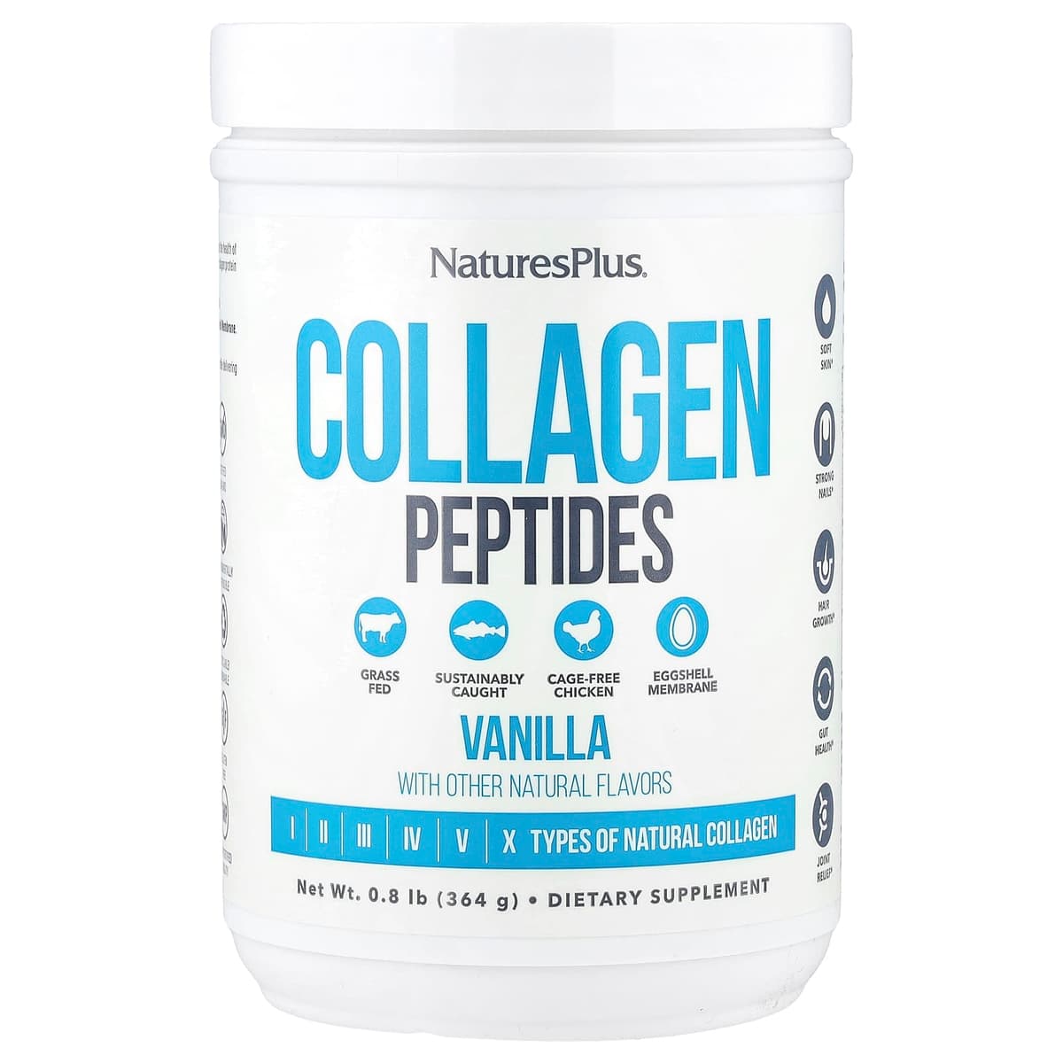 NaturesPlus, Пептиды коллагена, ваниль, 364 гр