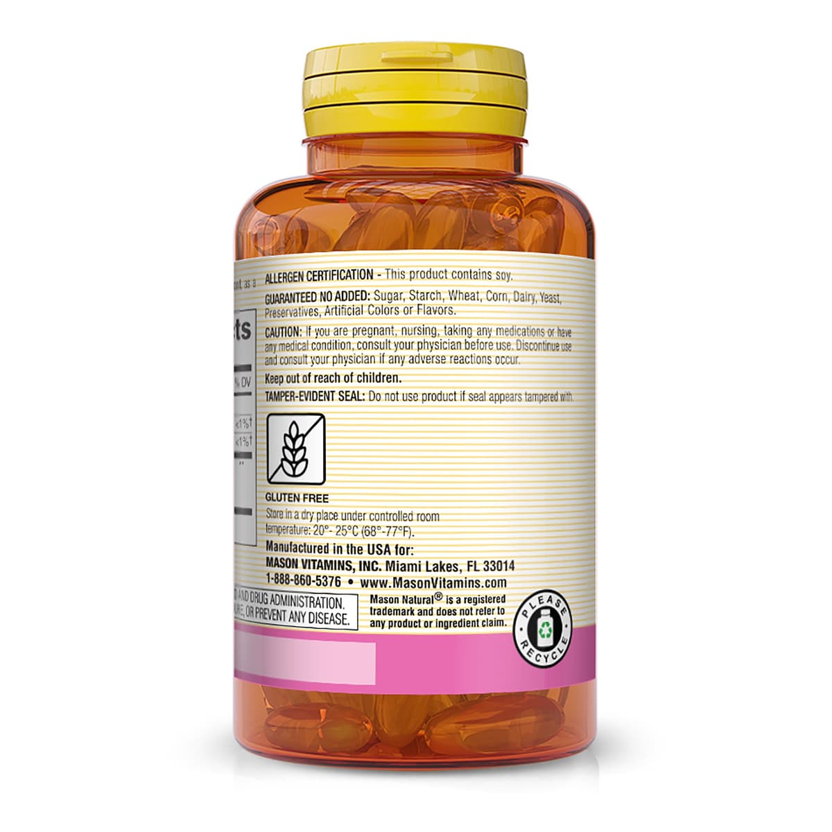 Mason Natural Lecithin, для здоровья сердечно-сосудистой системы, 1200 мг, 100 капсул