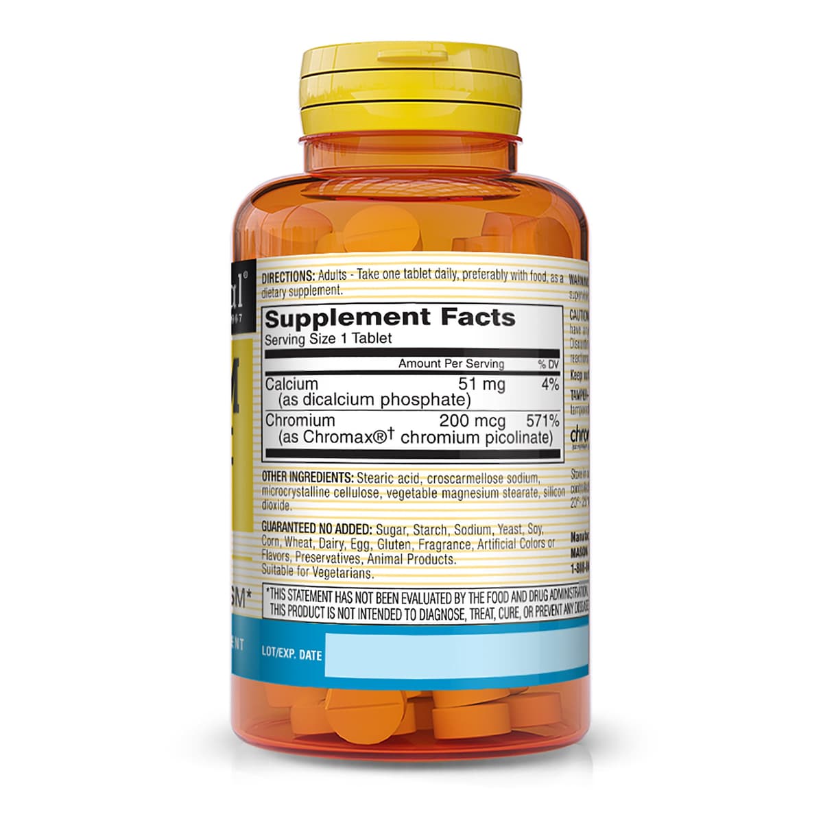 Mason Natural Chromium Picolinate 200 мкг, поддержка уровня сахара в крови, 100 таблеток