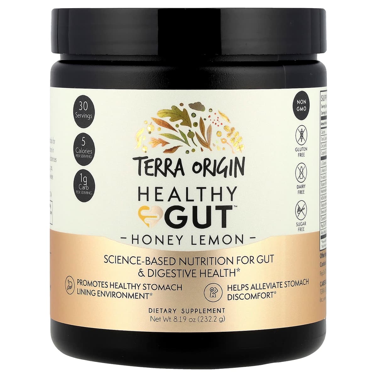 Terra Origin, Healthy Gut, добавка для нормализации функций желудочно-кишечного тракта, со вкусом мёда и лимона, 243 г (8,57 унции)