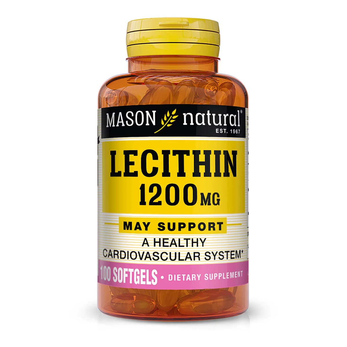 Mason Natural Lecithin, для здоровья сердечно-сосудистой системы, 1200 мг, 100 капсул