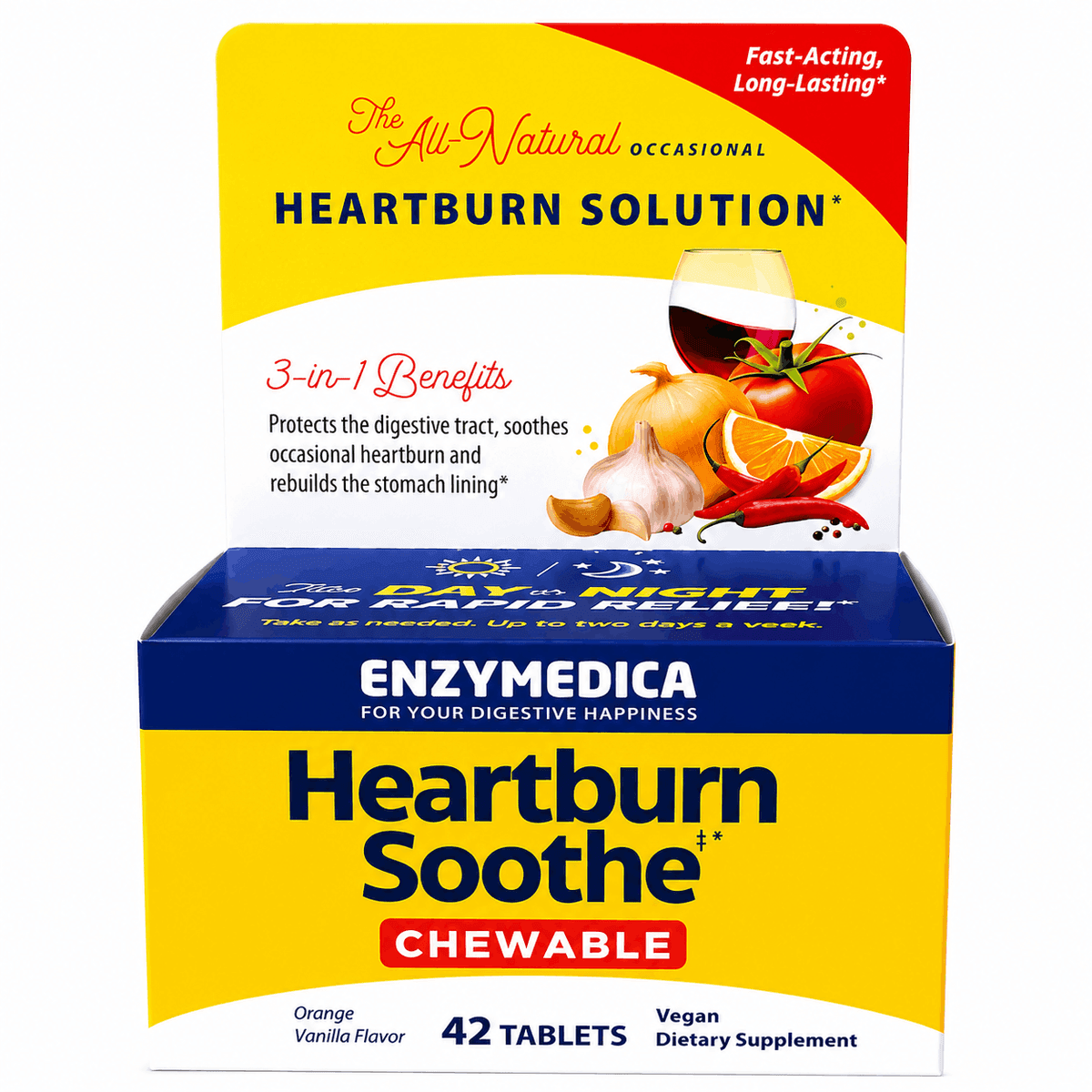 Enzymedica, Heartburn Soothe, средство от изжоги, апельсин и ваниль, 42 таблетки