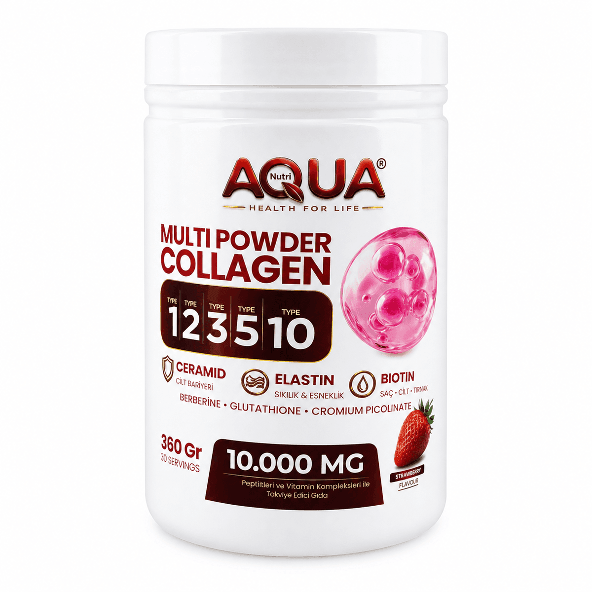 Aqua Nutri Multi Collagen Powder — мультиколлаген с биотином, 10.000 мг , 360 гр