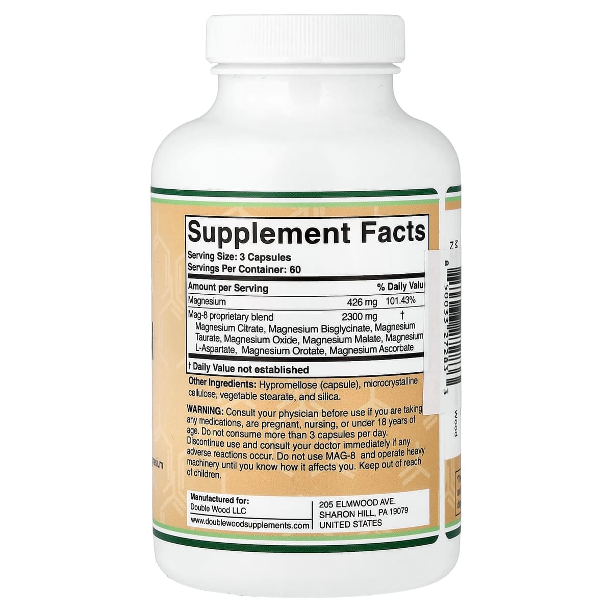 Double Wood Supplements, Mag-8, комплекс с магнием, 180 капсул