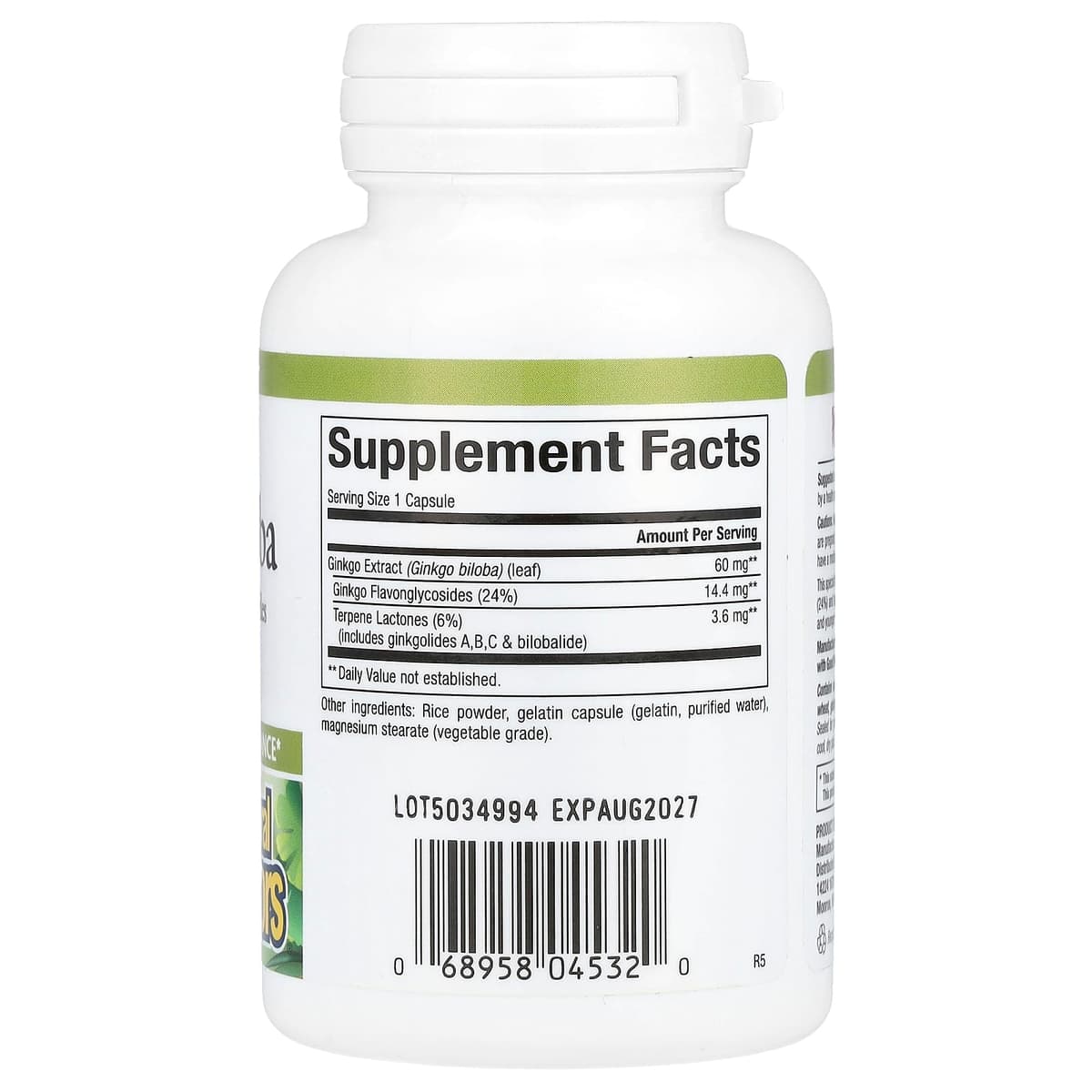 Natural Factors, HerbalFactors, гинкго билоба, 60 мг, 120 капсул