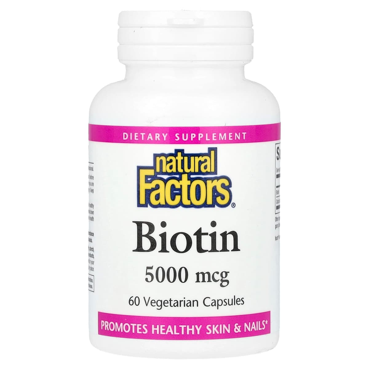 Natural Factors, Биотин, 5000 мкг, 60 вегетарианских капсул