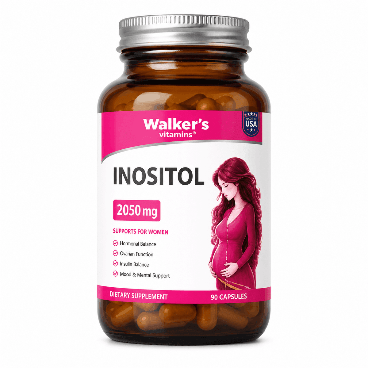 Walker's Vitamins Inositol 2050 мг — витамины для женского здоровья, 90 капсул