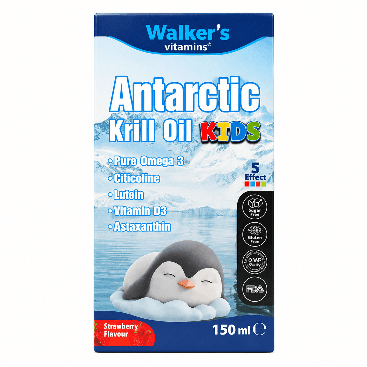 Walker’s Vitamins - Antarctic Krill Oil KIDS, рыбий жир из антарктического криля для детей, 150 мл