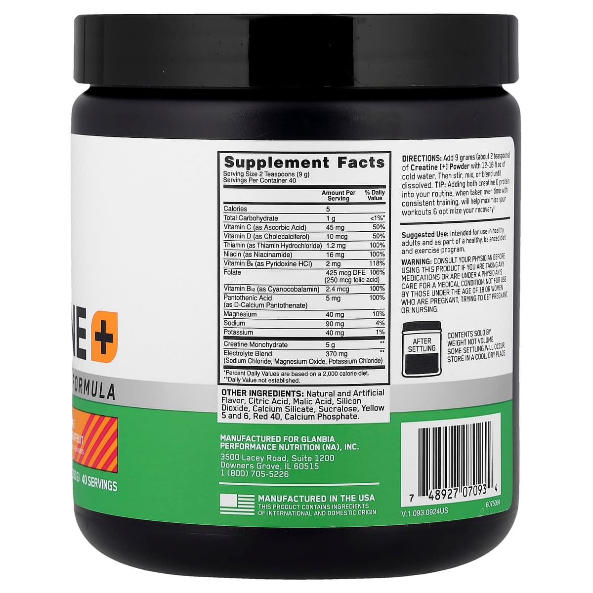 Optimum Nutrition, Creatine +, апельсин и маракуйя, 360 гр