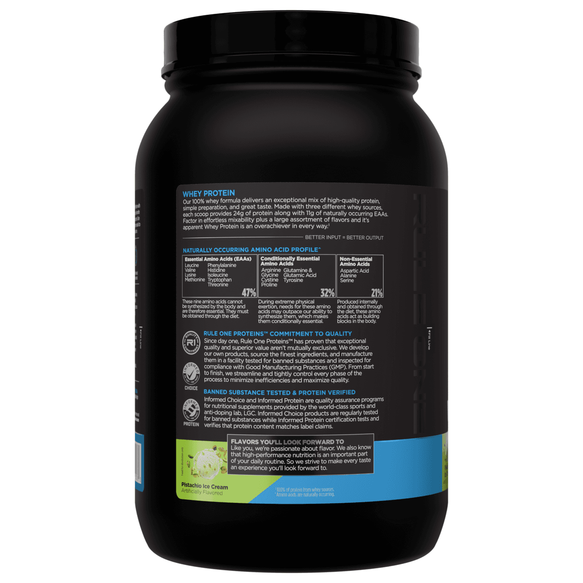 Rule One Whey Protein, со вкусом фисташкового мороженого, 905 гр
