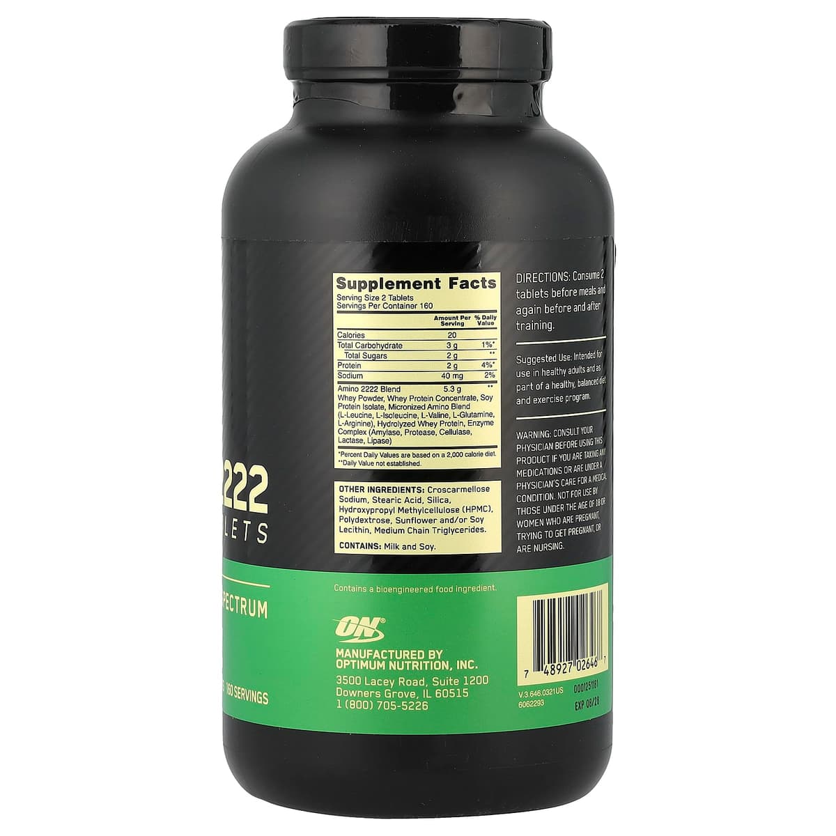 Optimum Nutrition, Superior Amino 2222 Tabs, 320 таблеток