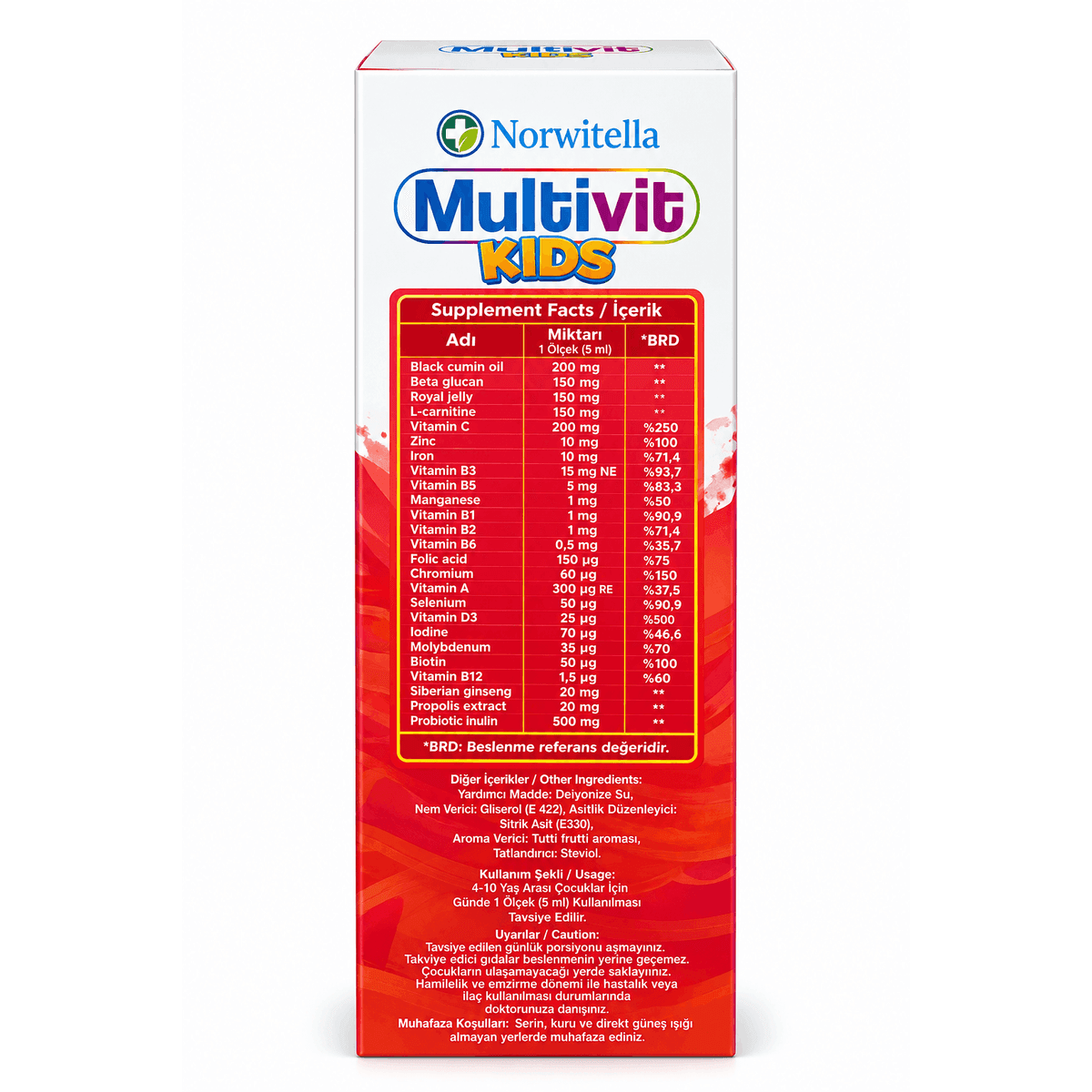 Norwitella Multivit Kids, мультивитаминный комплекс с чёрным тмином и маточным молочком, 150 мл