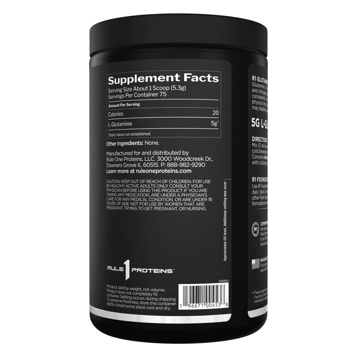Rule One Glutamine Unflavored, 398 гр, 75 порций