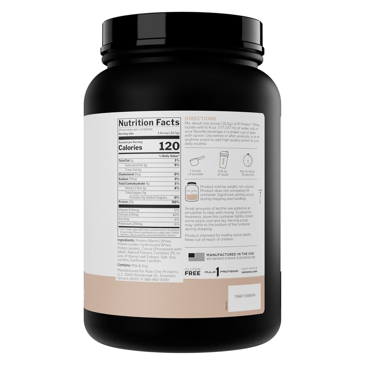 Rule One - R1 Protein Whey Isolate, со вкусом шоколада, 780 гр