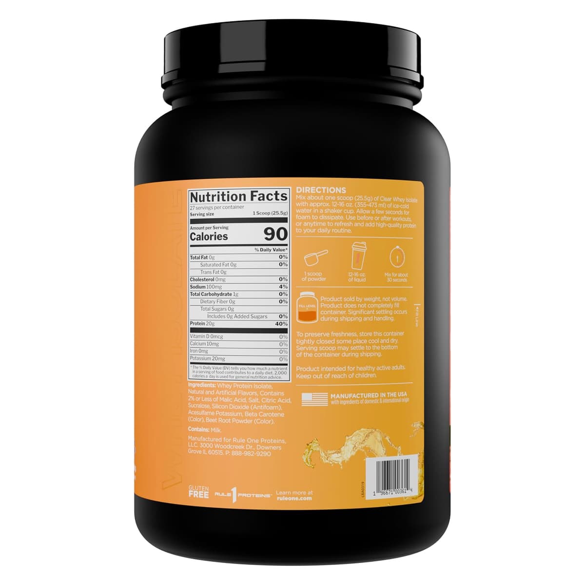 Rule One Clear Whey Isolate Strawberry Lemonade 689 гр, 27 порций