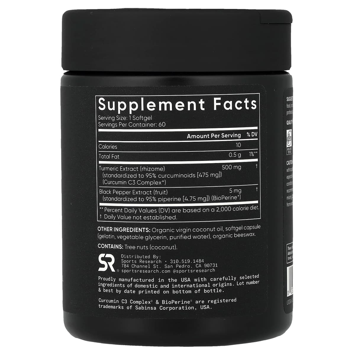 Sports Research, куркумин из куркумы, 500 мг, 60 капсул