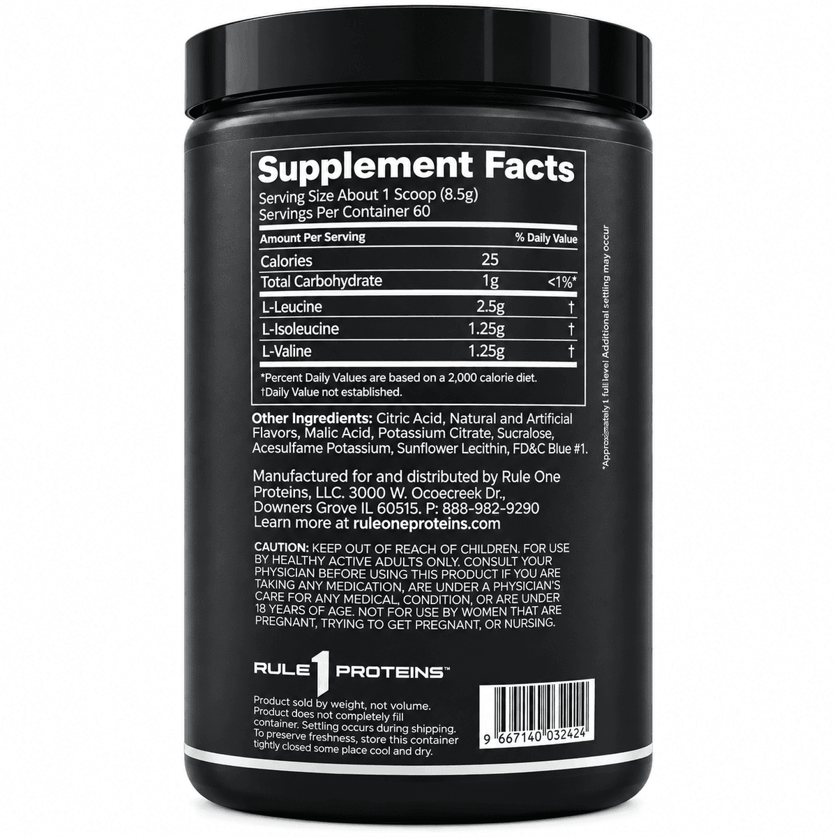 Rule One BCAA Blue Raspberry, 510 гр, 60 порций