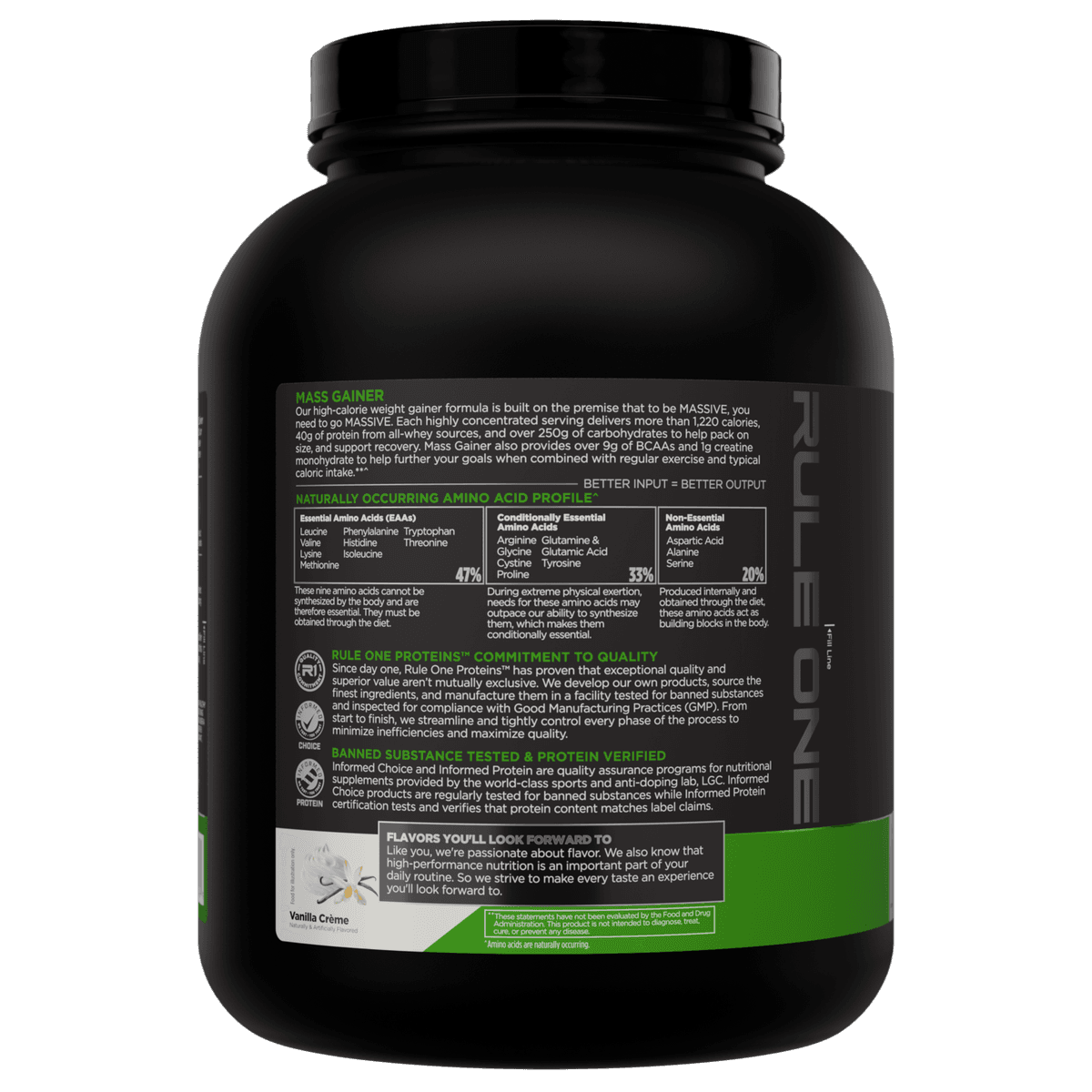 Rule One Mass Gainer, со вкусом ванили, 8 порций - 2,6 кг