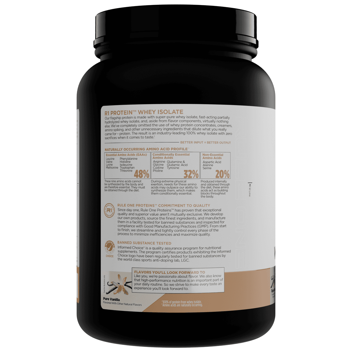 Rule One Naturally Flavored R1 Protein Whey Isolate, со вкусом ванили, 763 гр