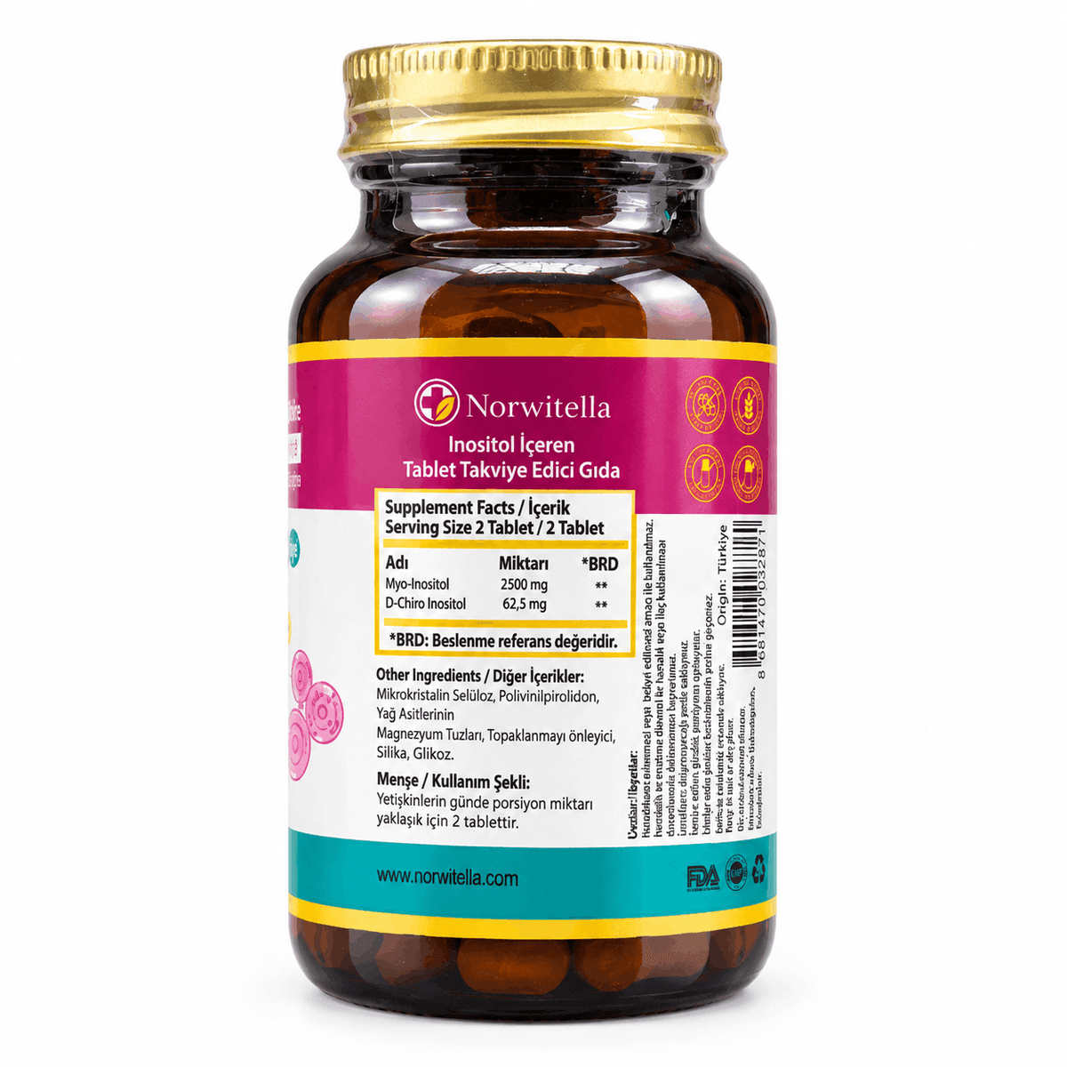 Norwitella Myo + D-Chiro Inositol 2500 мг, соотношение 40:1, 60 таблеток