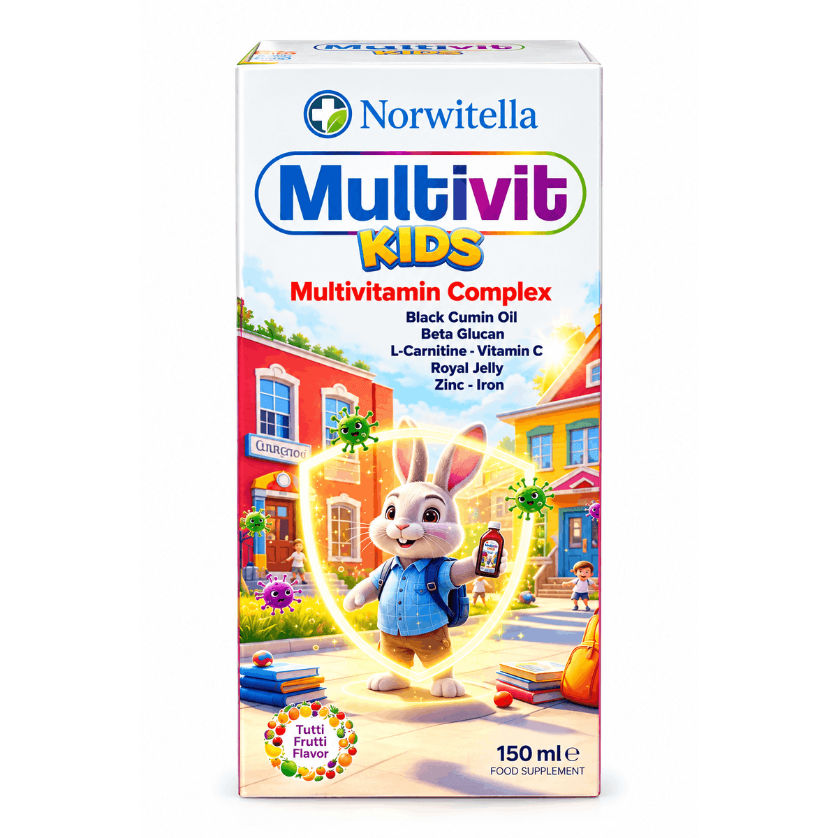 Norwitella Multivit Kids, мультивитаминный комплекс с чёрным тмином и маточным молочком, 150 мл